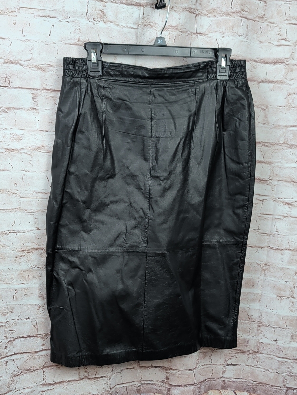 Diversity Leather Skirt Women's Black Lined Zip Black Pencil Vintage 12p